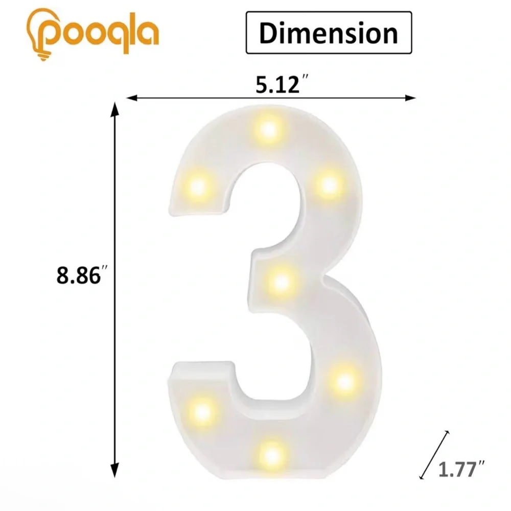 White LED Number 3 Party Light